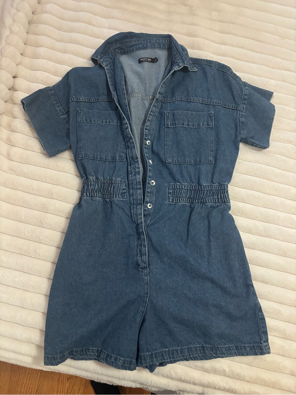 Nasty gal denim utility romper size 2